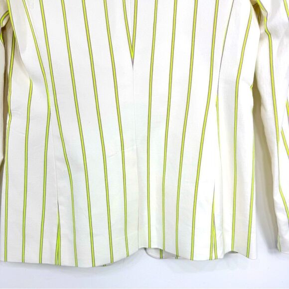 Banana Republic White Neon Yellow Vertical Pinstripe Long Lean Blazer Jacket NEW - Picture 9 of 16